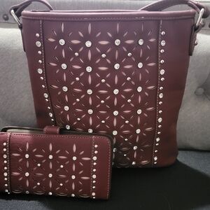 Elegant Burgundy Women's Bag with Wallet